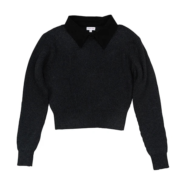 Cleo removable collar charcoal sweater FW25