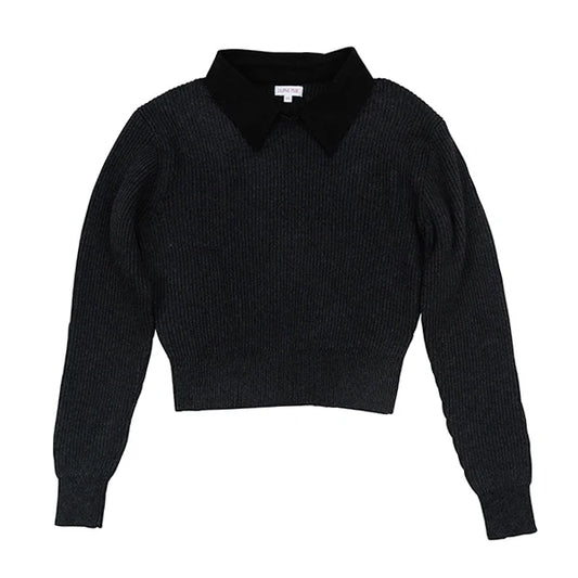 Cleo removable collar charcoal sweater FW25