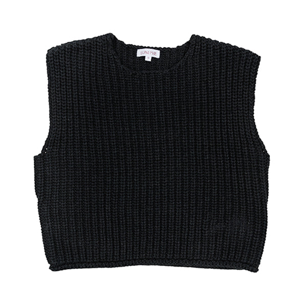 Elle charcoal chunky knit vest FW25