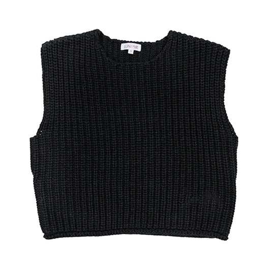 Elle charcoal chunky knit vest FW25