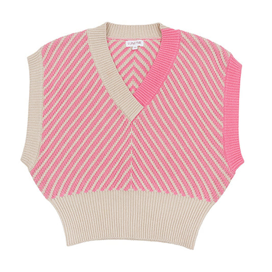 Lila bubblegum two tone vest FW25
