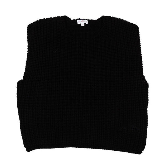Elle black chunky knit vest FW25