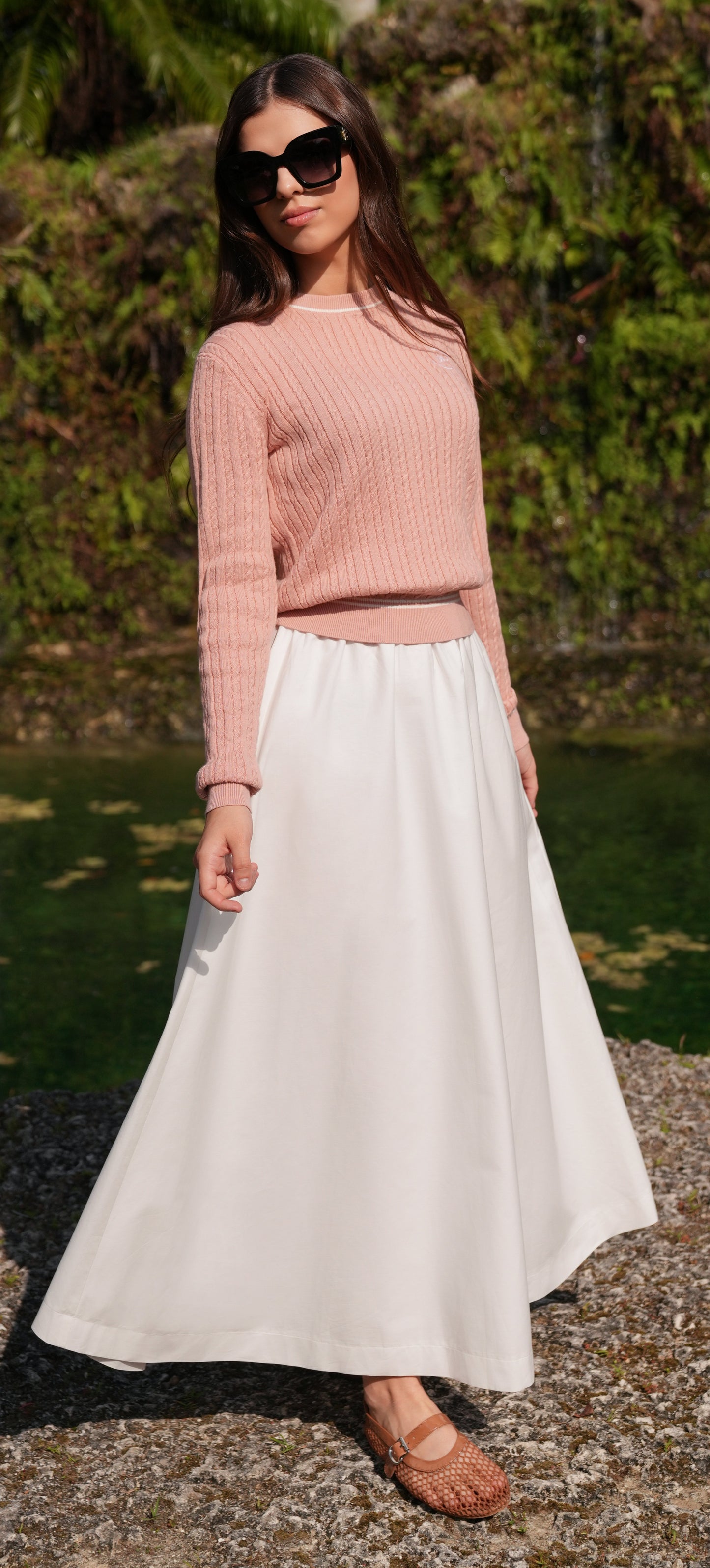 Ruth cable pink sweater SS26