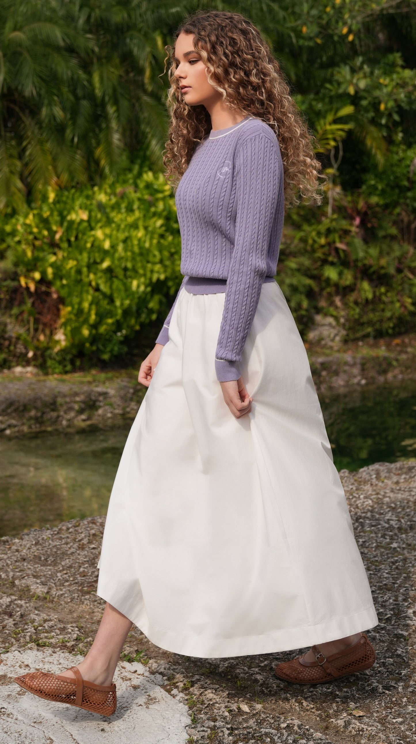 Ruth purple cable sweater SS26