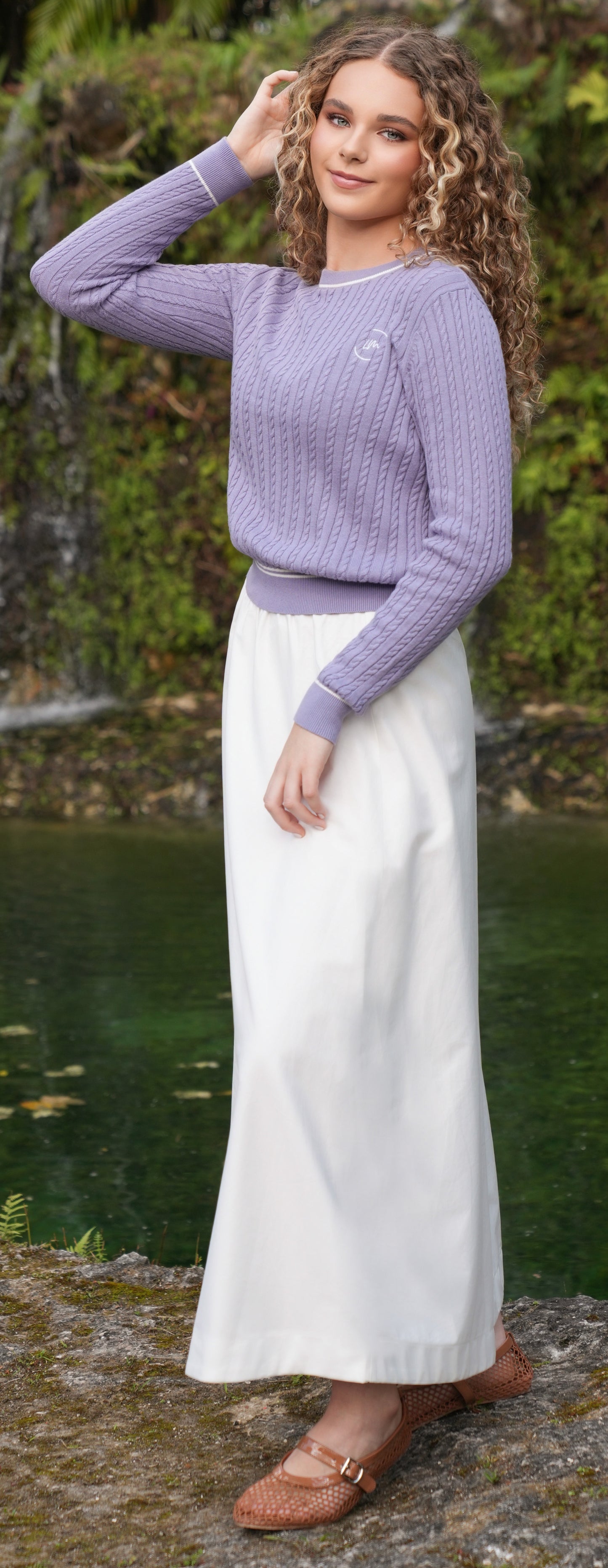 Ruth purple cable sweater SS26