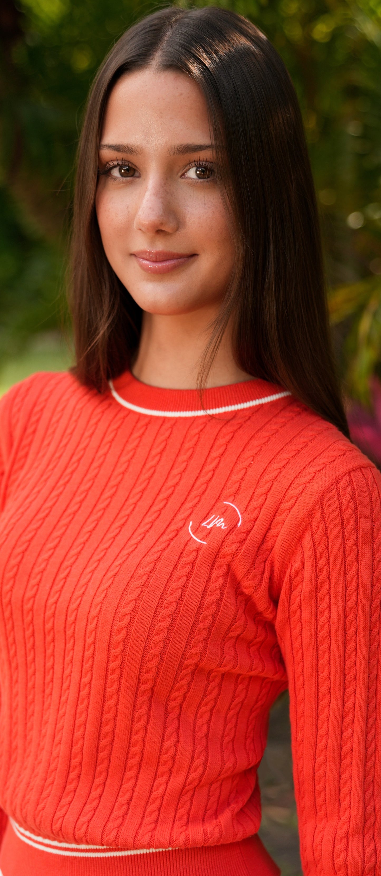 Ruth red cable sweater SS26