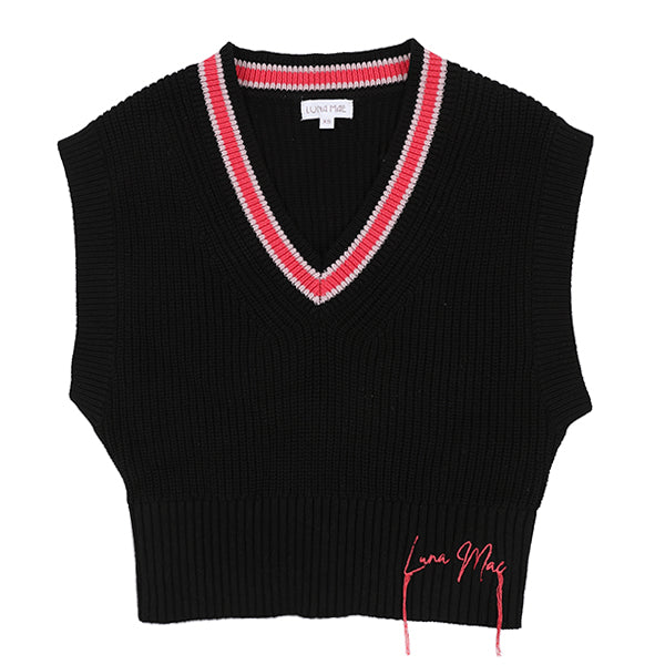Mara black/fuchsia knit vest FW26