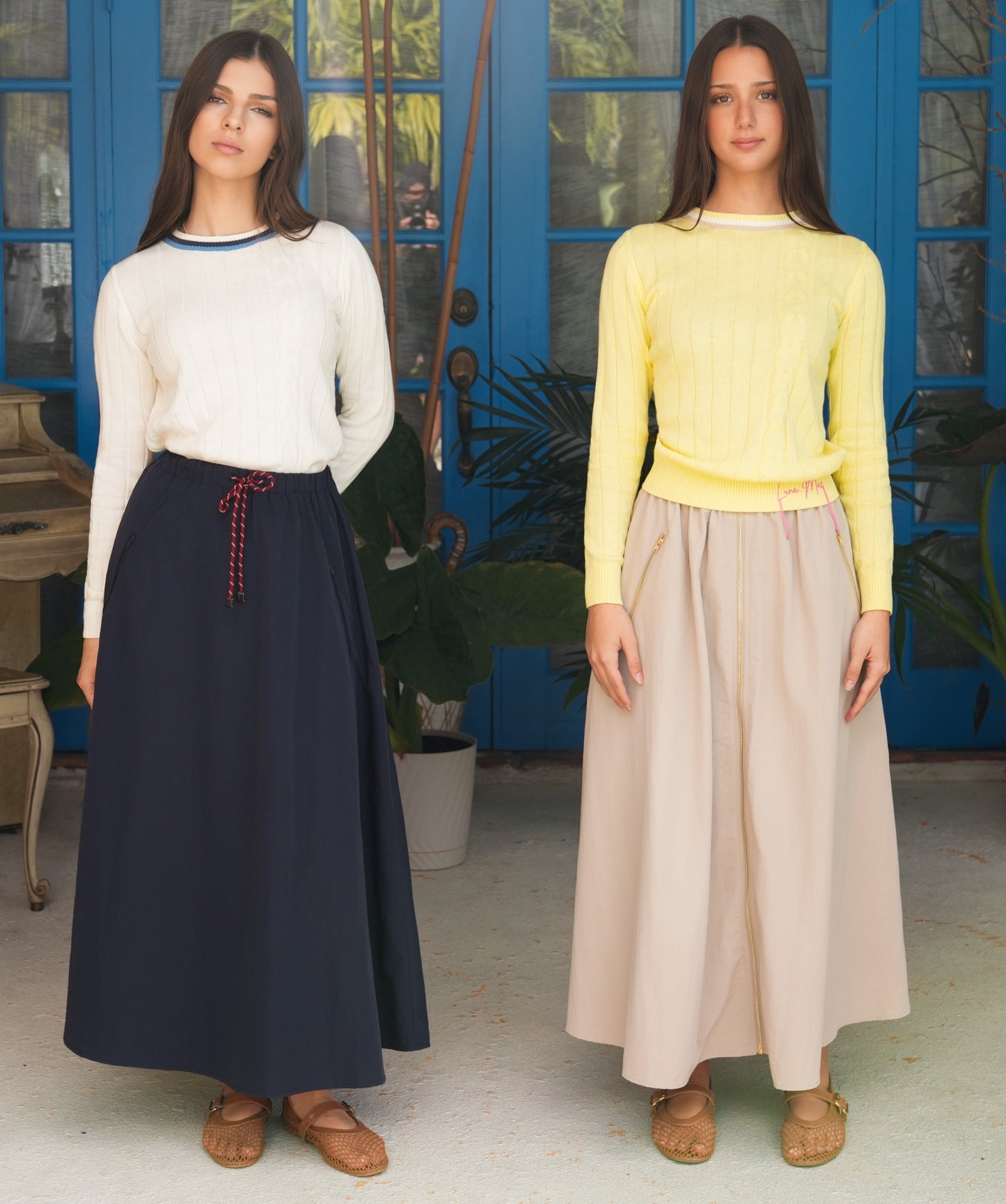 Clara navy drawstring skirt SS26