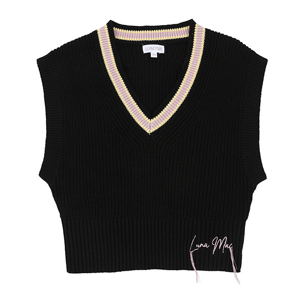 Mara black/lilac knit vest FW26