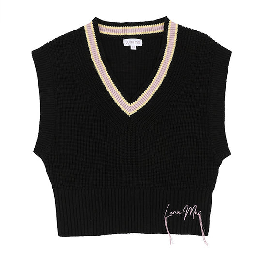 Mara black/lilac knit vest FW26