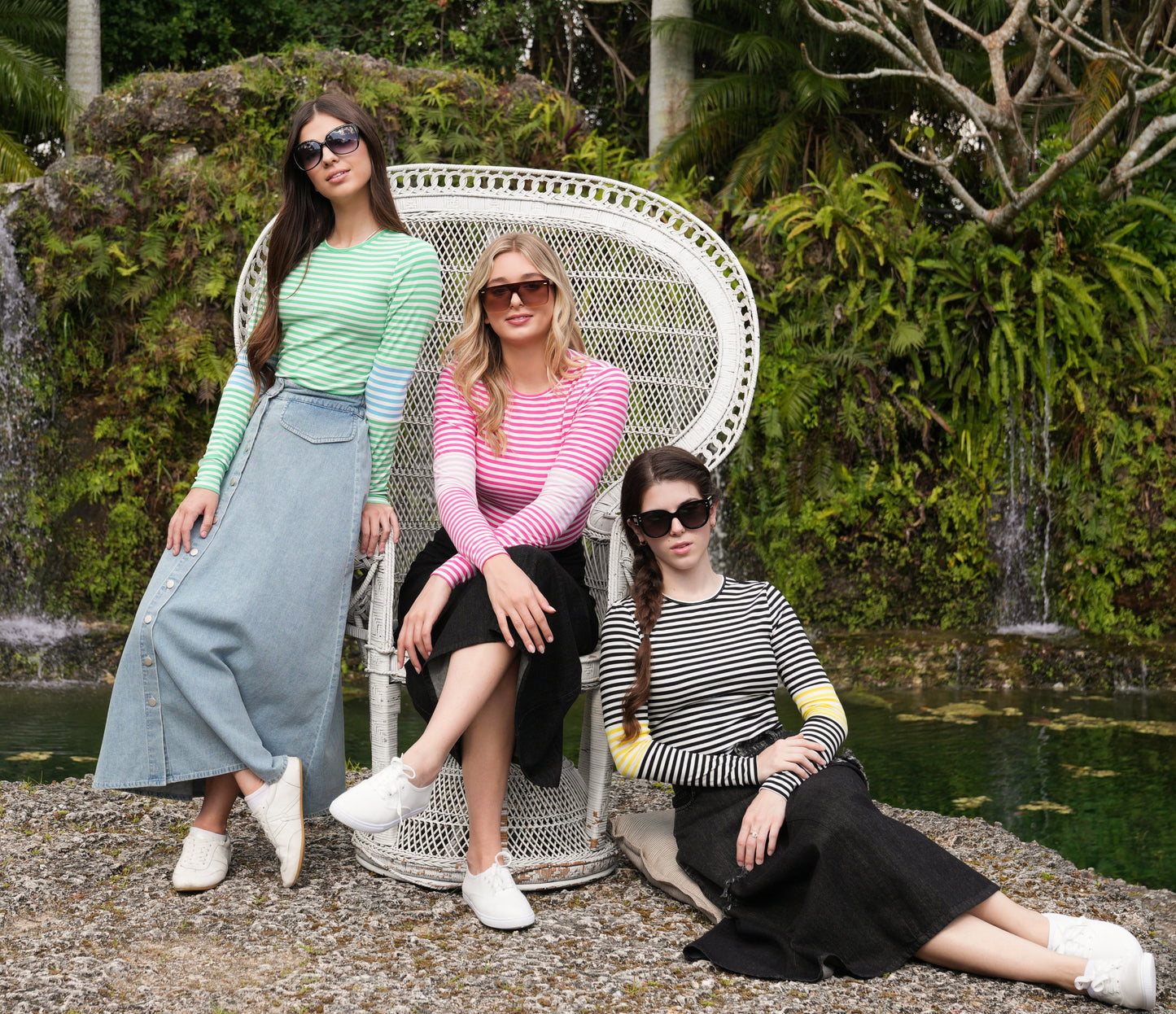 Meg yellow color block stripe tee SS26