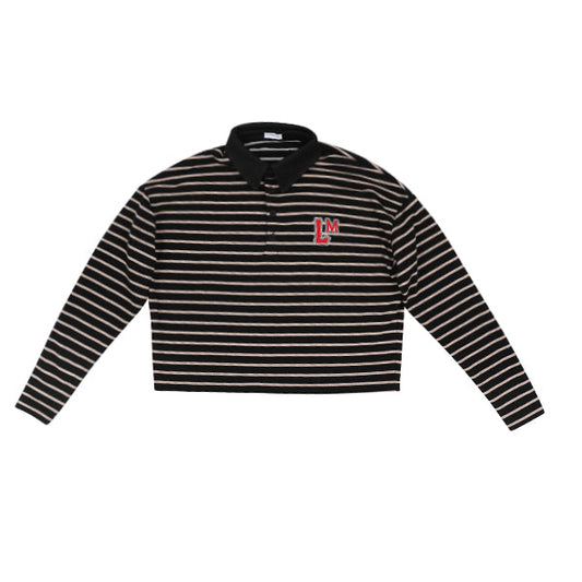 Romy black stripe cropped collar top FW26