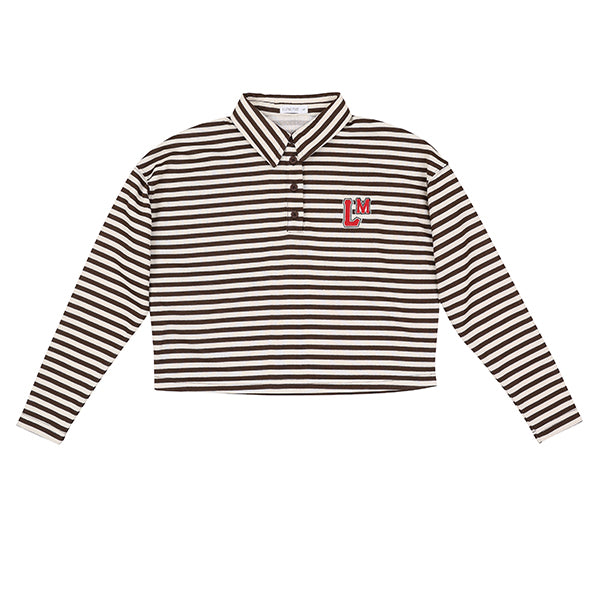 Romy brown stripe cropped collar top FW26