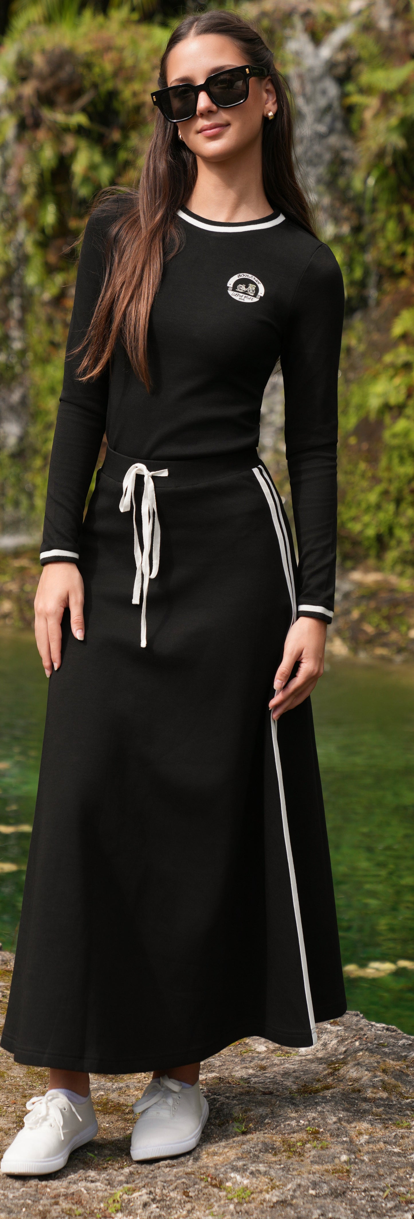 Varsity stripe black skirt SS26