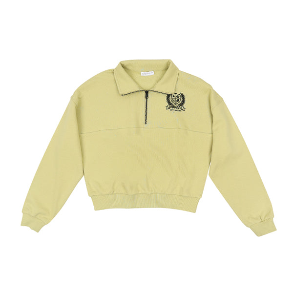 Yara half zip emblem lime sweatshirt FW26