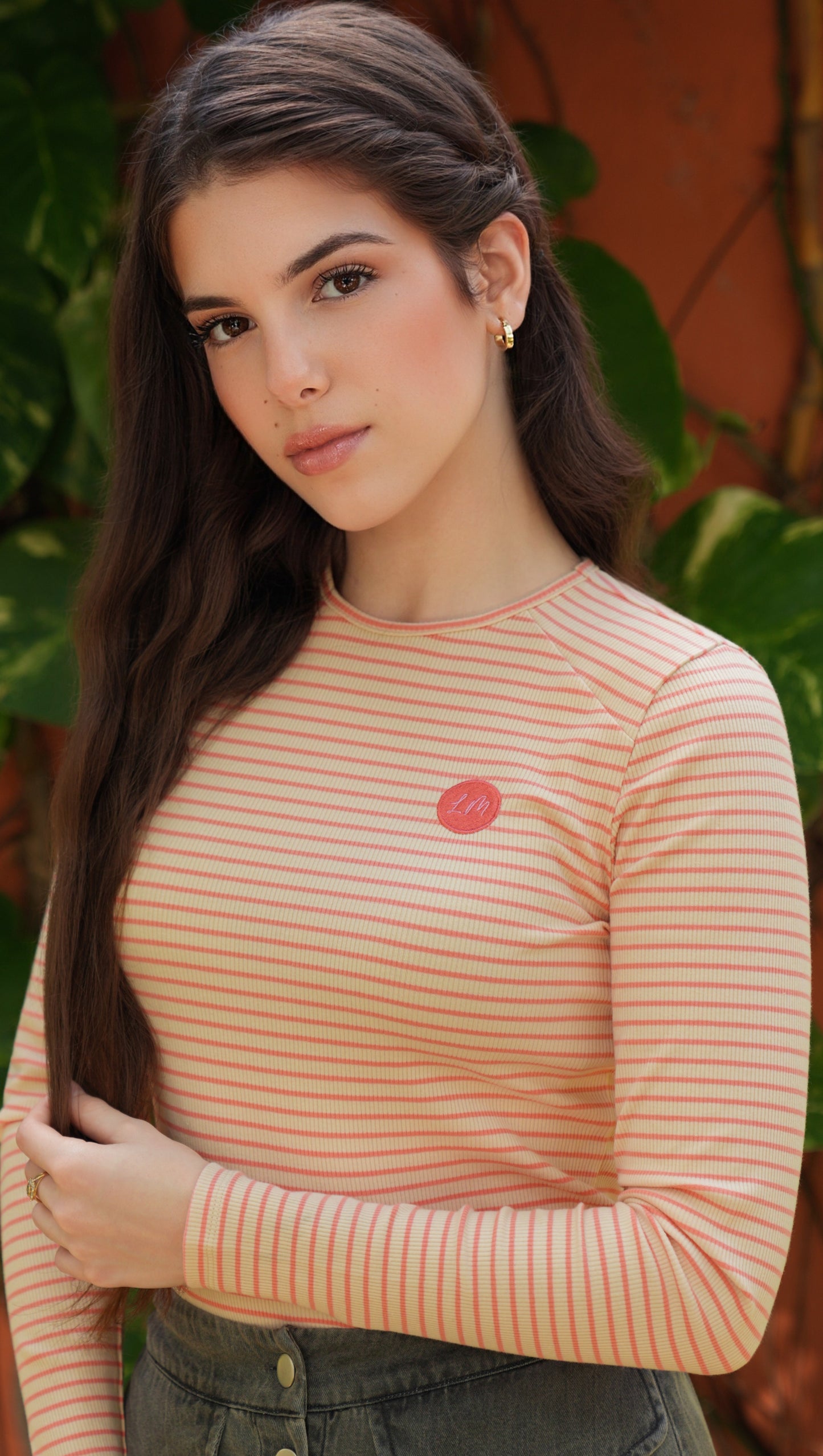 Ella pink oat stripe tee SS26