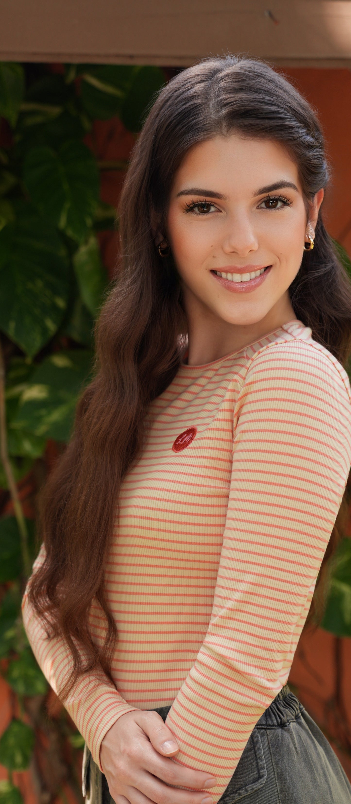 Ella pink oat stripe tee SS26