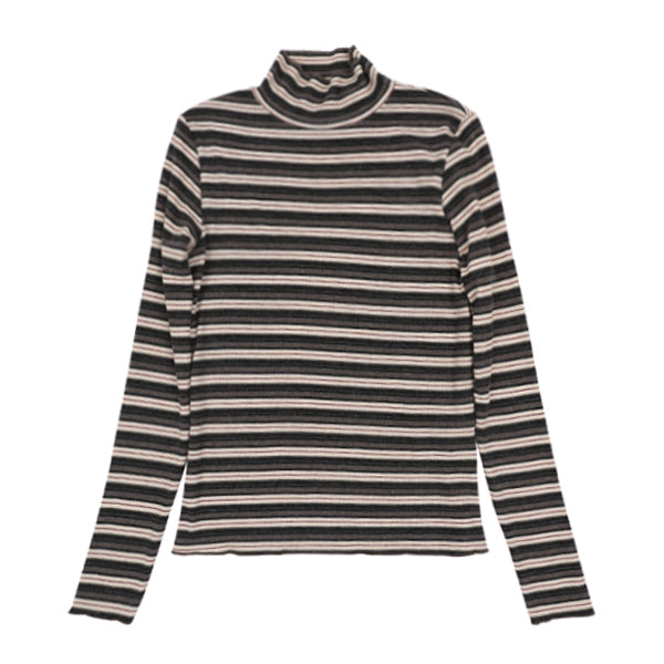 Oona charcoal stripe mock neck FW26