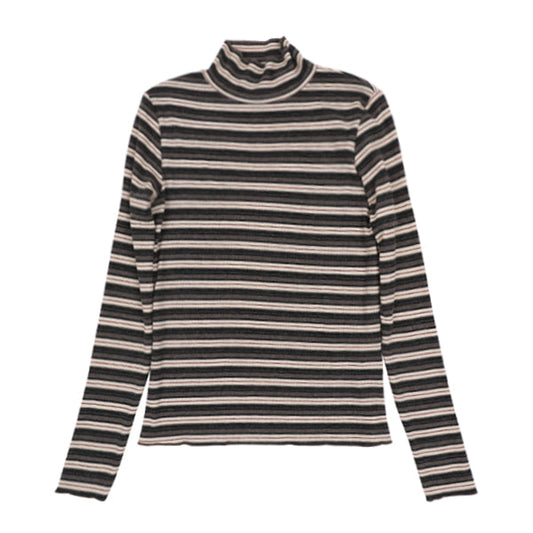 Oona charcoal stripe mock neck FW26