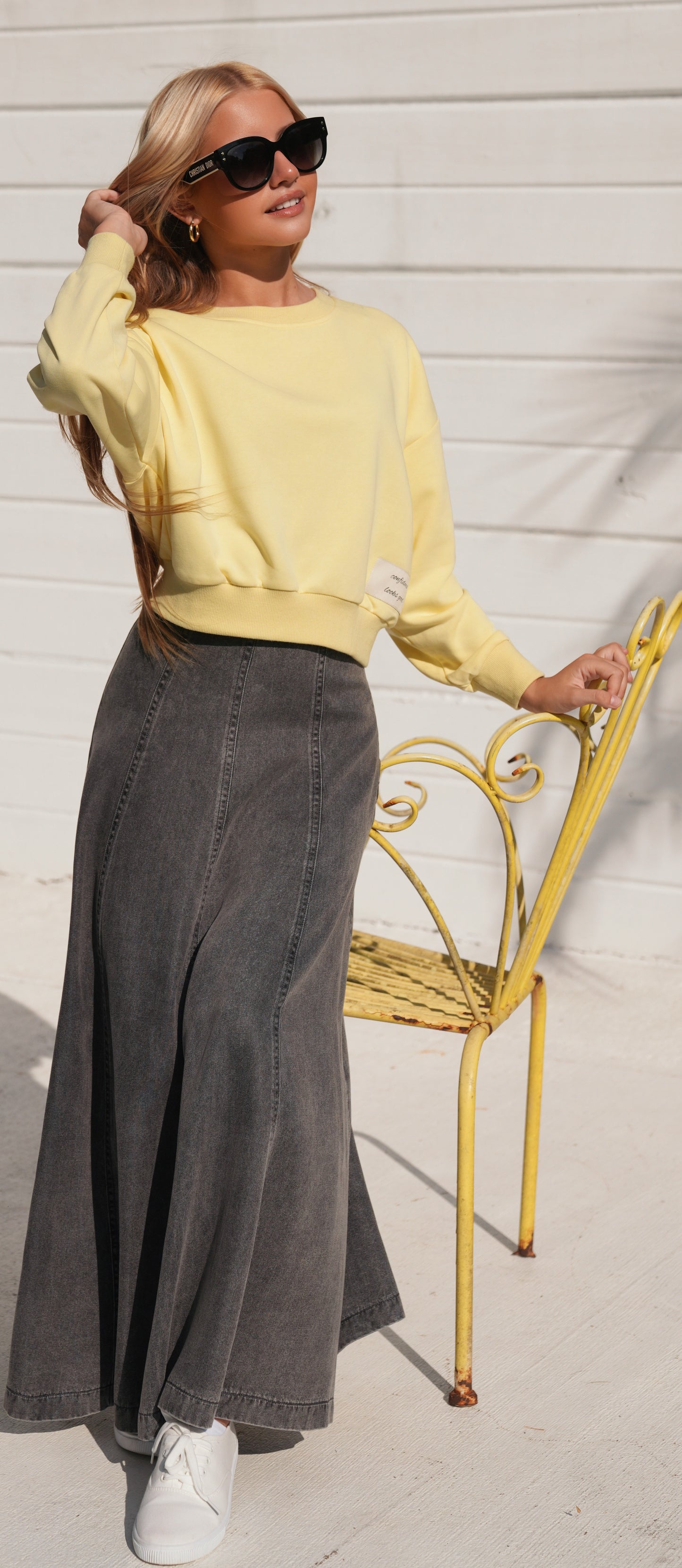 Bess panel grey denim skirt SS26