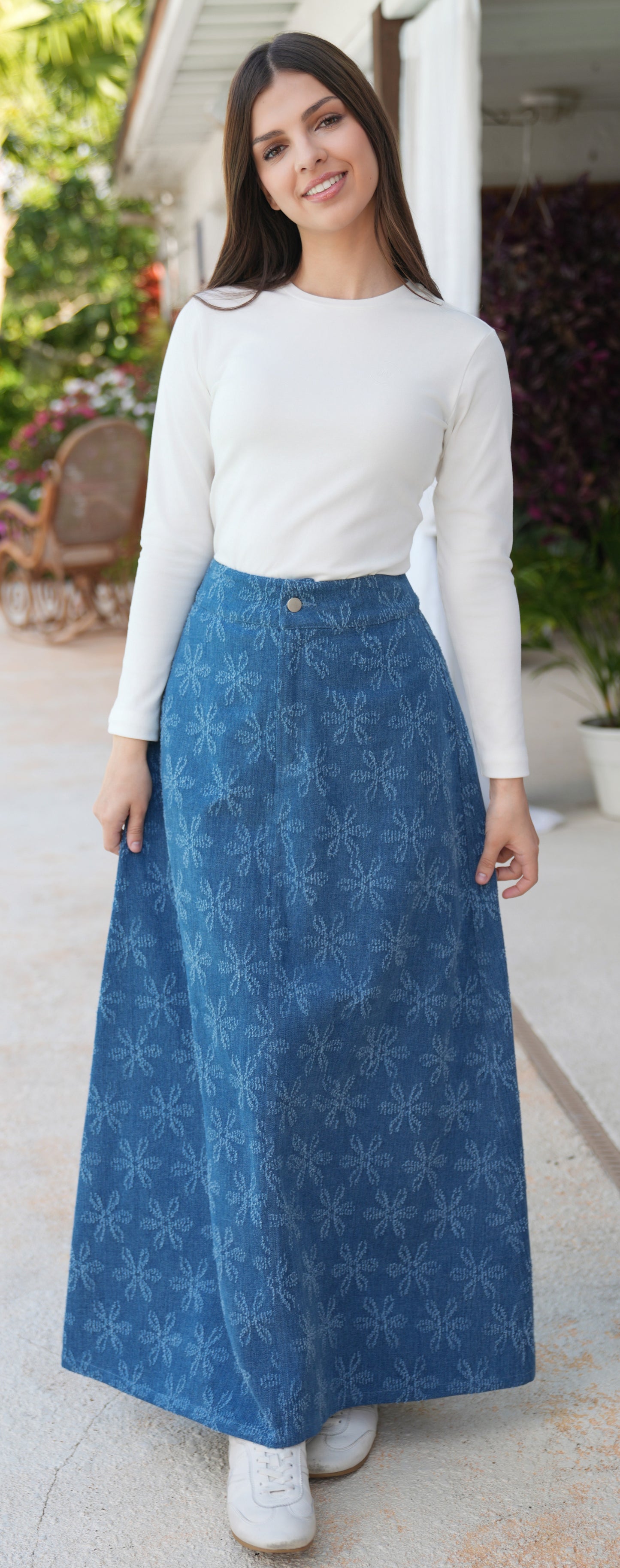 Pam denim floral skirt SS26