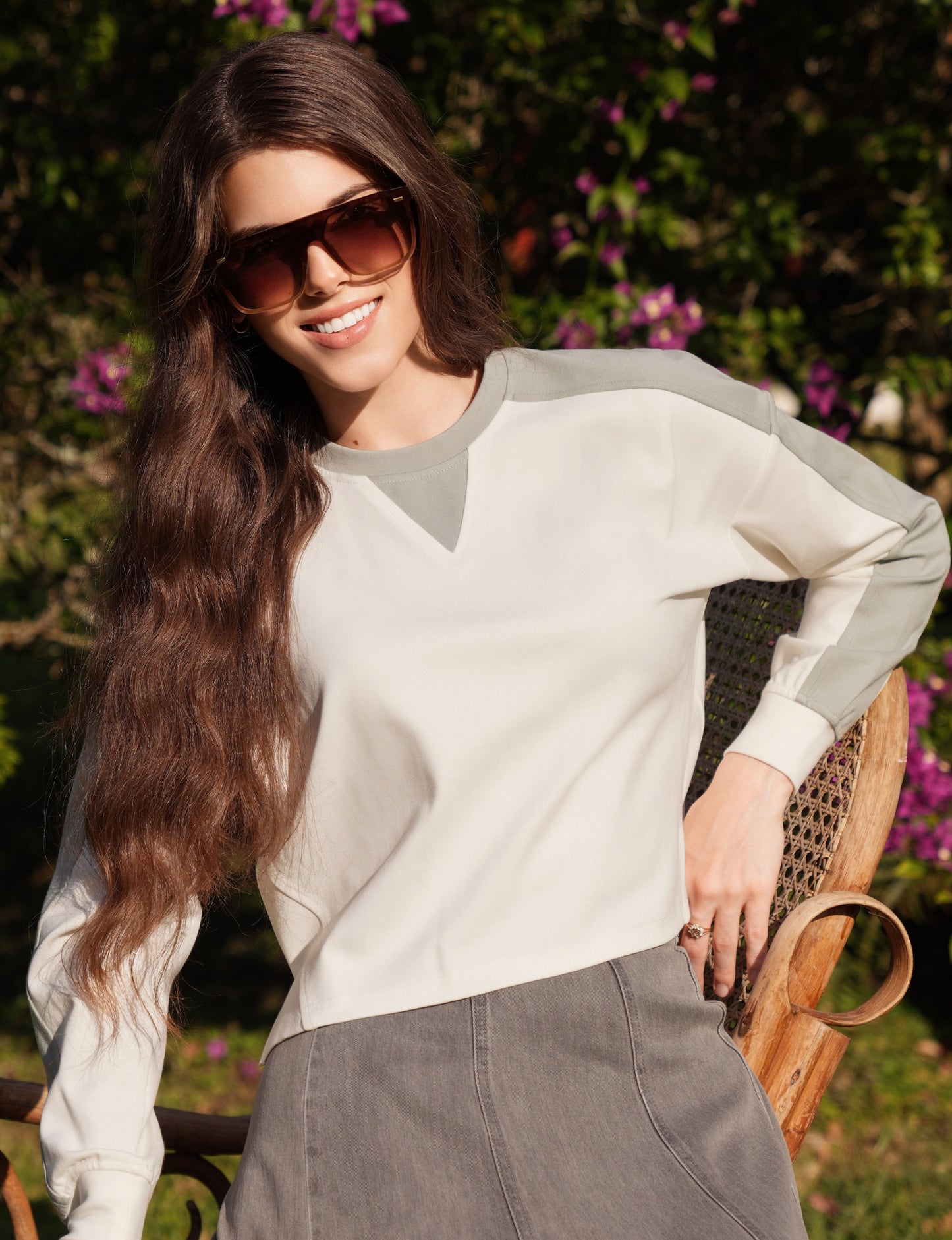 Lumi seafoam color block sweatshirt SS26