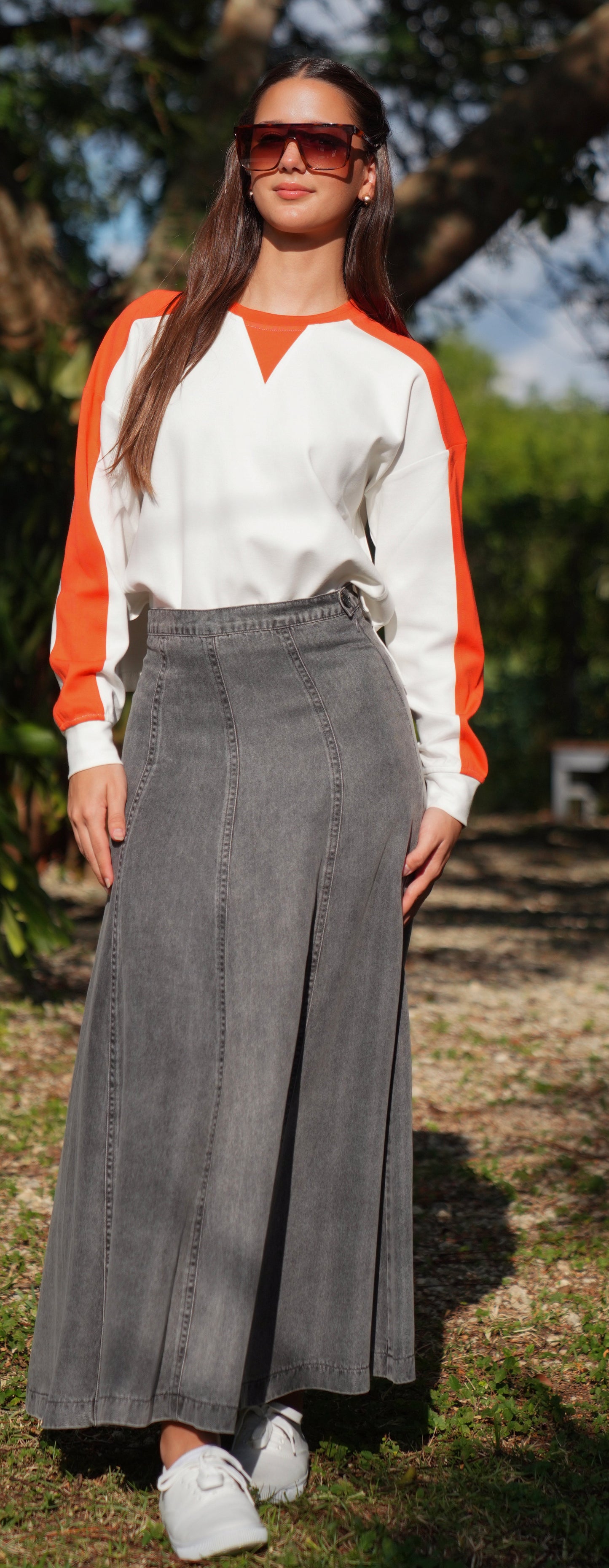 Bess panel grey denim skirt SS26