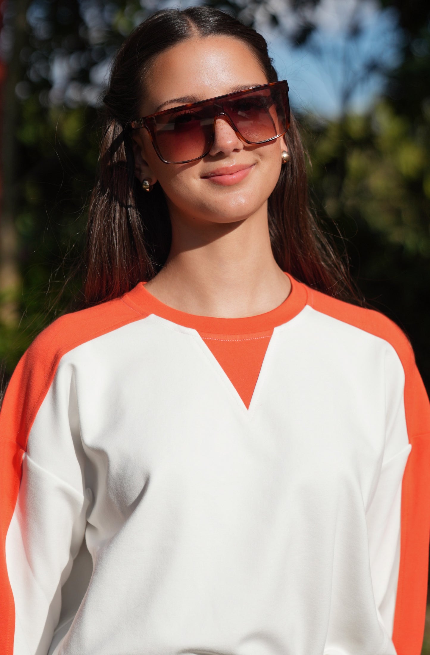 Lumi orange color block sweatshirt SS26
