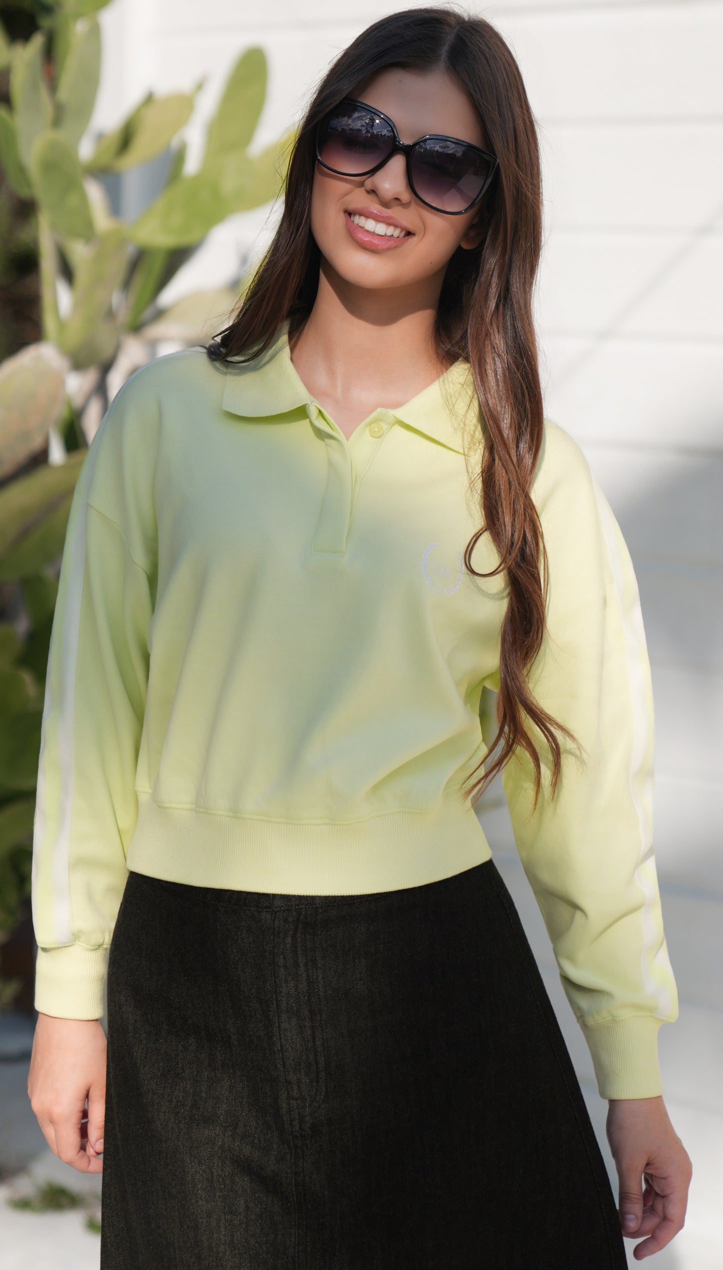 Nora collar yellow varsity sweatshirt SS26