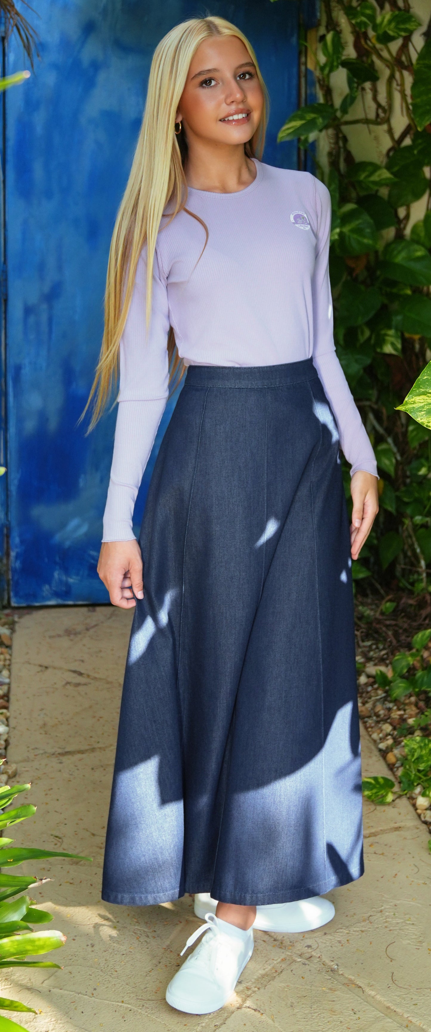 Basic lavender ribbed logo tee SS26