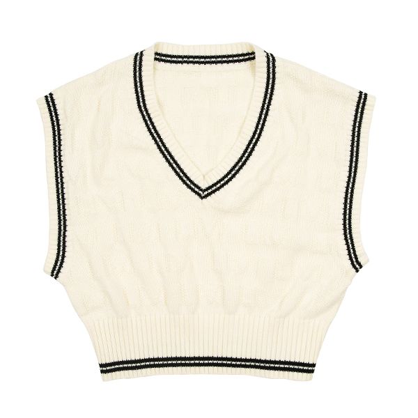 LM cream knit vest FW24