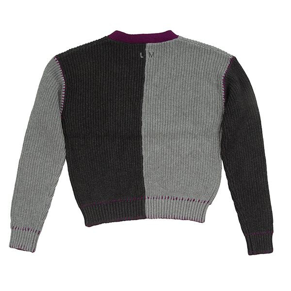 Colorblock plum knit cardi FW24