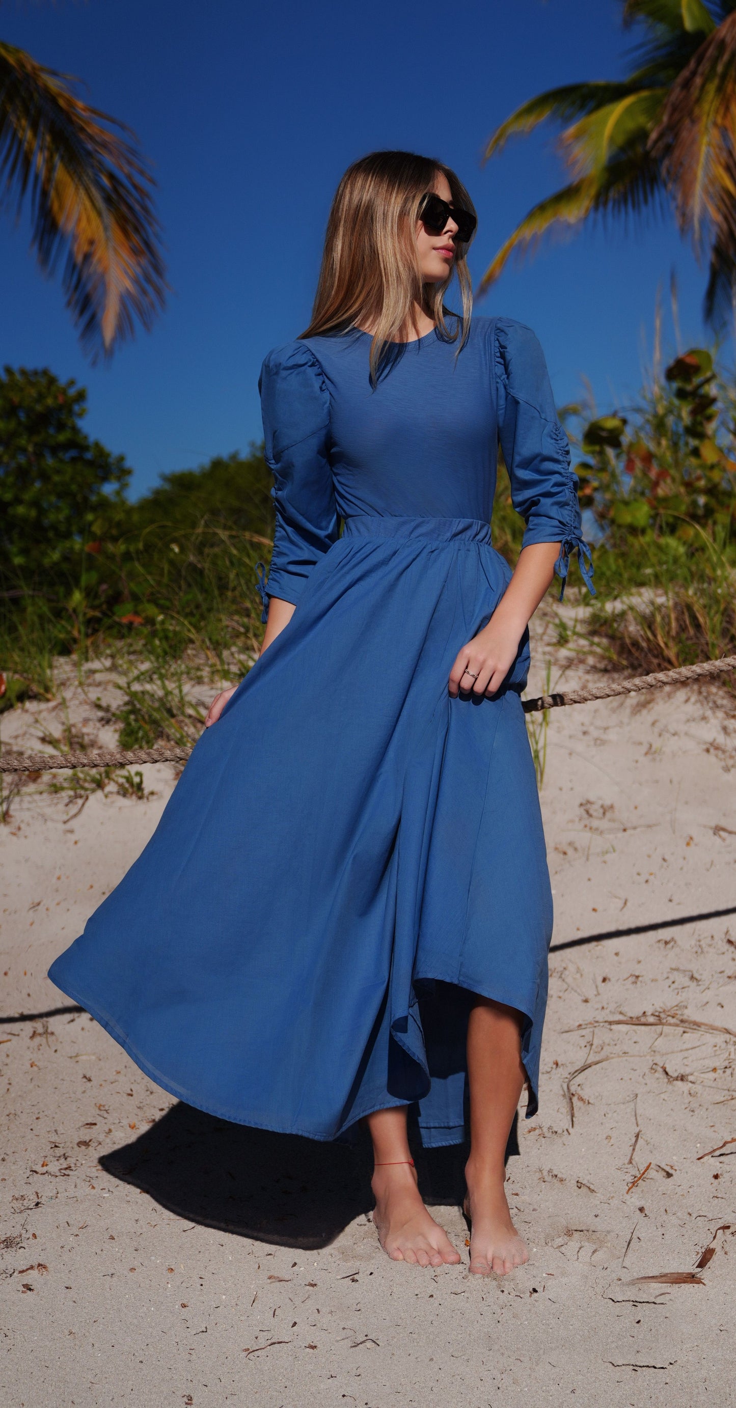 Lucy Blue Bow Sleeve Tee