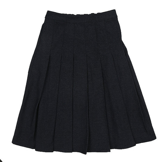 Front pleat navy blue denim skirt