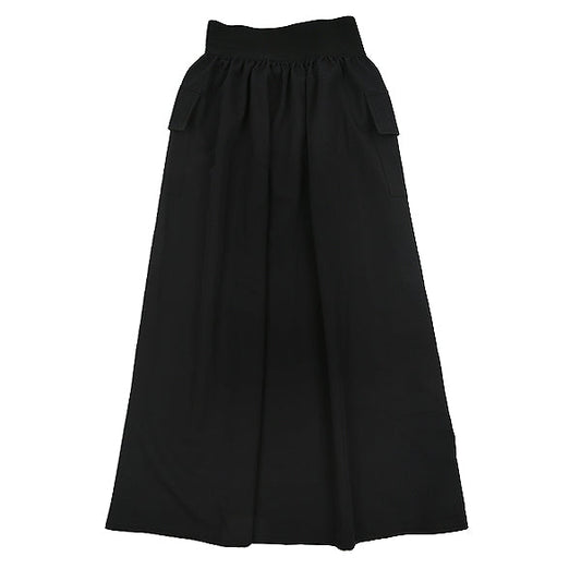 Side pockets black midi skirt