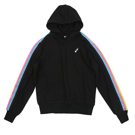 Rainbow striped hooded sweatshirt