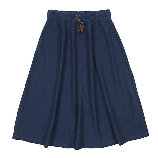 Drawstring blue denim skirt