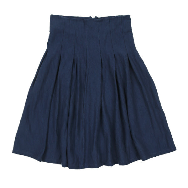 Pleat blue denim skirt