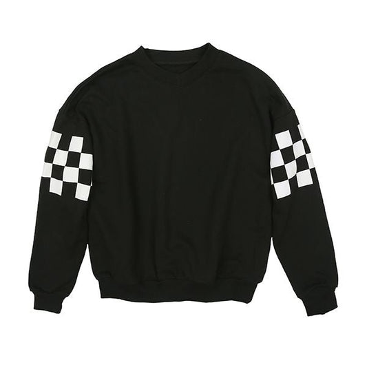 Checkered sleeve black sweatshirt